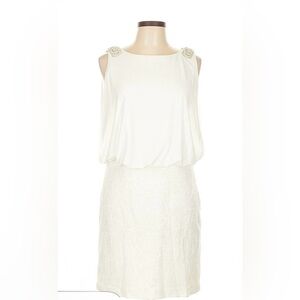 White Sleeveless Embellished Cocktail Dress Size 10 Lace Pearls Fairy Boho Beach